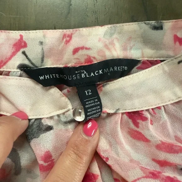 Floral Pink and White Shear Women's Blouse - Picture 5 of 7